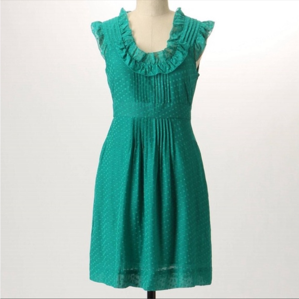 Anthropologie Behind the Clouds Green Dress Size 2